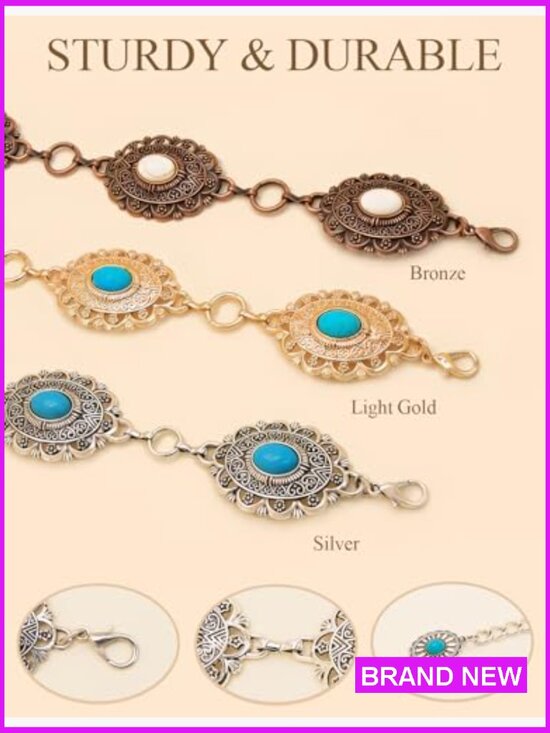 Western Metal Concho Chain Belt for Women Country Concert Cowgirl Outfit Style main image 7